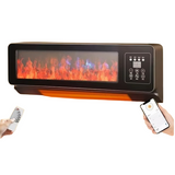 مدفأة كهربائية بتأثير لهب واقعي وإضاءة إل إي دي مع تحكم عن بُعد