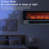 مدفأة كهربائية بتأثير لهب واقعي وإضاءة إل إي دي مع تحكم عن بُعد