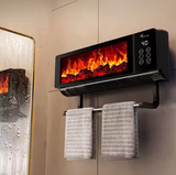 مدفأة كهربائية بتأثير لهب واقعي وإضاءة إل إي دي مع تحكم عن بُعد