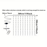 300 LED Fairy Curtain Lights for Ramadan & Eid – Warm White