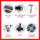 عكاز ذكي قابل للتعديل والطي مع إضاءة إل إي دي - JawdaTop