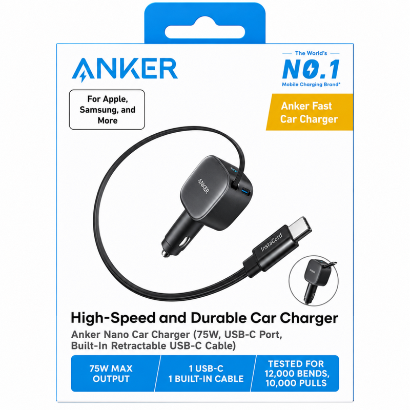 Anker Nano 75W Fast Car Charger with Retractable USB-C Cable-2