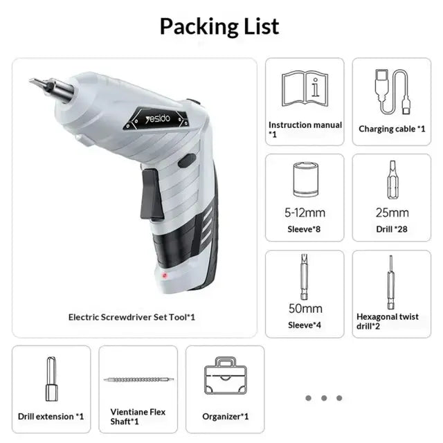 مجموعة مفكات ييسيدو إي سي 34 الكهربائية اللاسلكية - JawdaTop