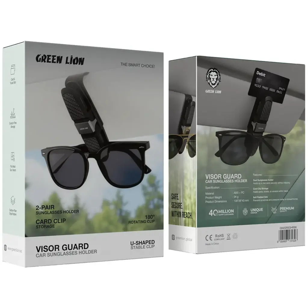Green Lion Visor Guard Car Sunglasses Holder 1 Year Warranty-4