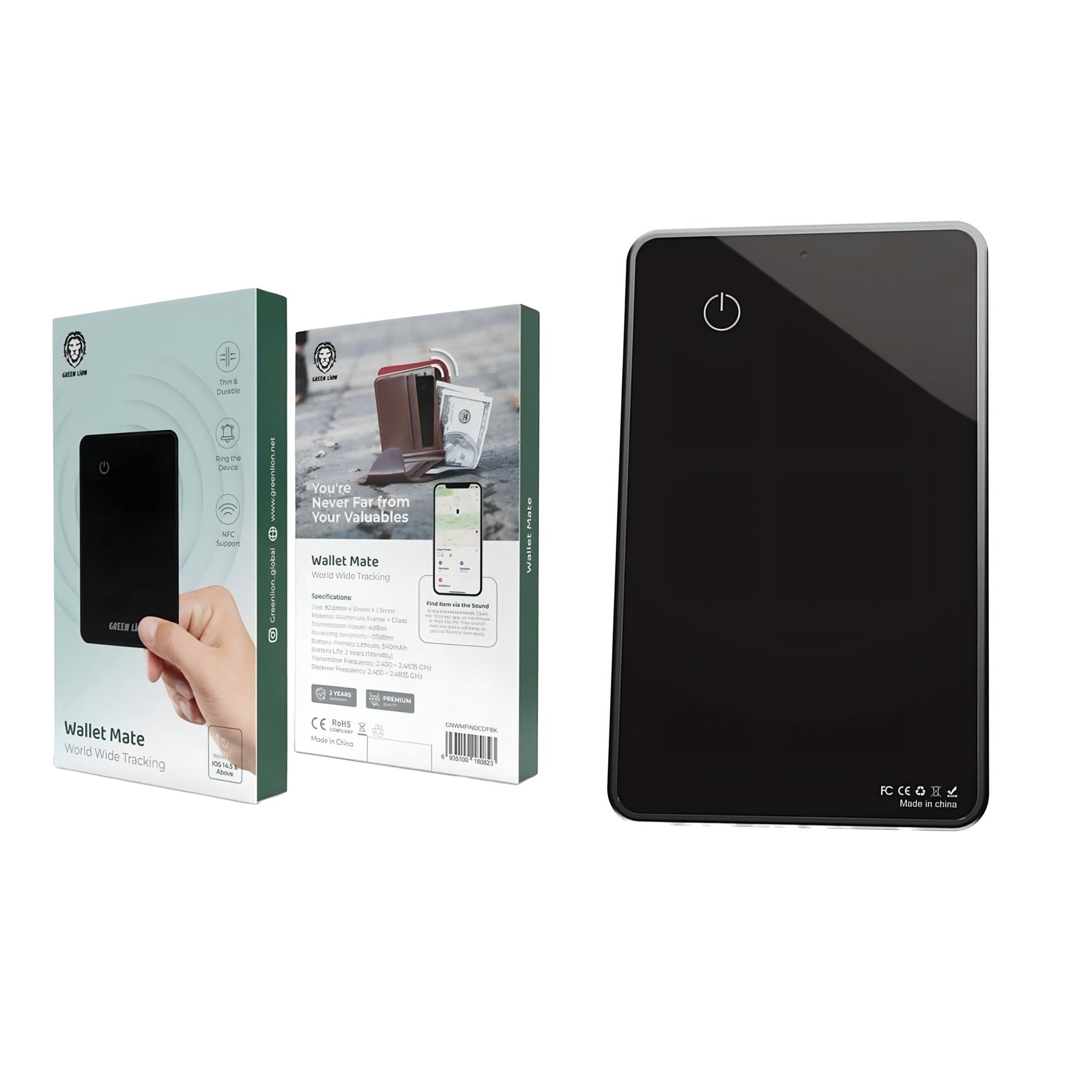 Green Lion Wallet Tracker 2-Year Warranty