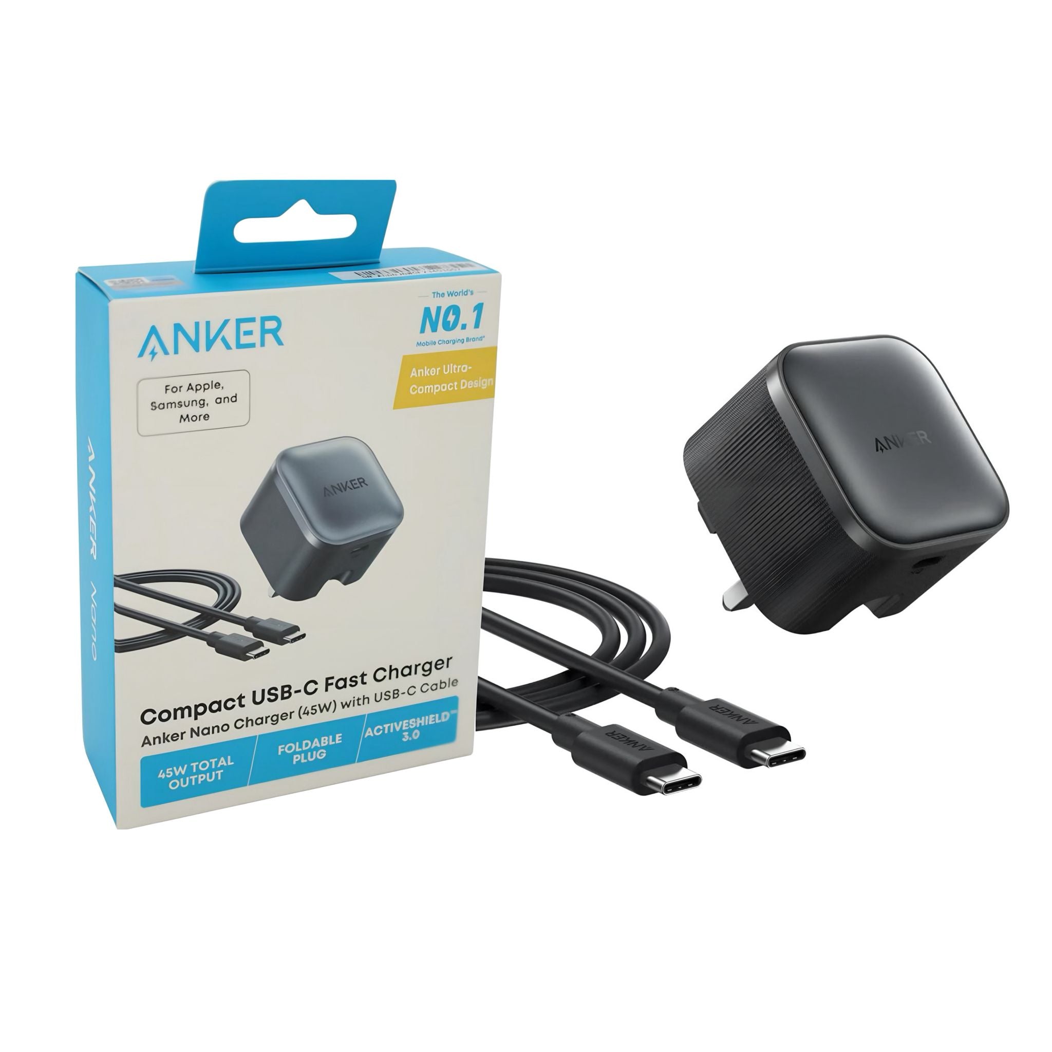 Anker Nano 45W Charger with USB-C Cable – Compatible with iPhone 17