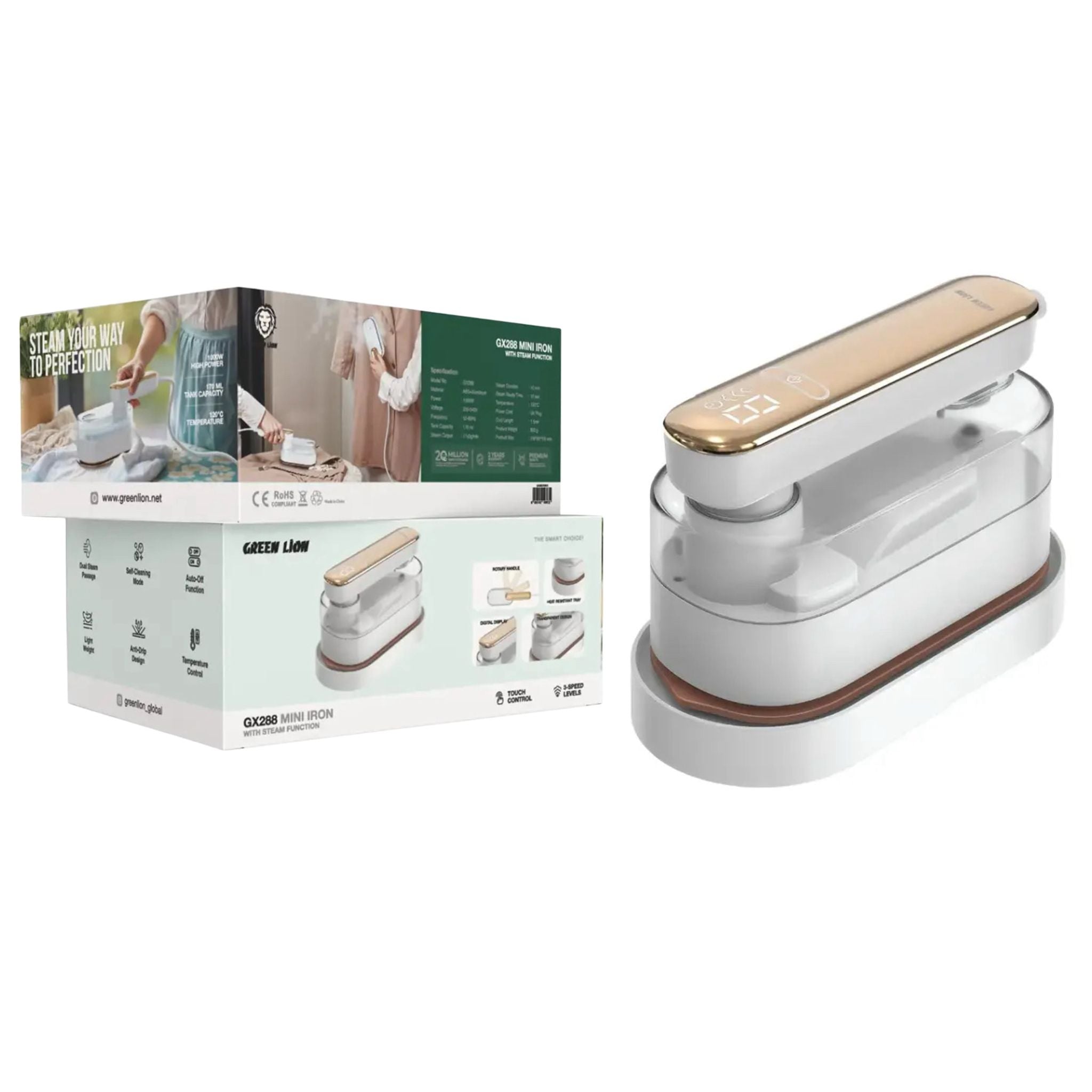 Green Lion GX288 Mini Steam Iron &nbsp;2 year warranty