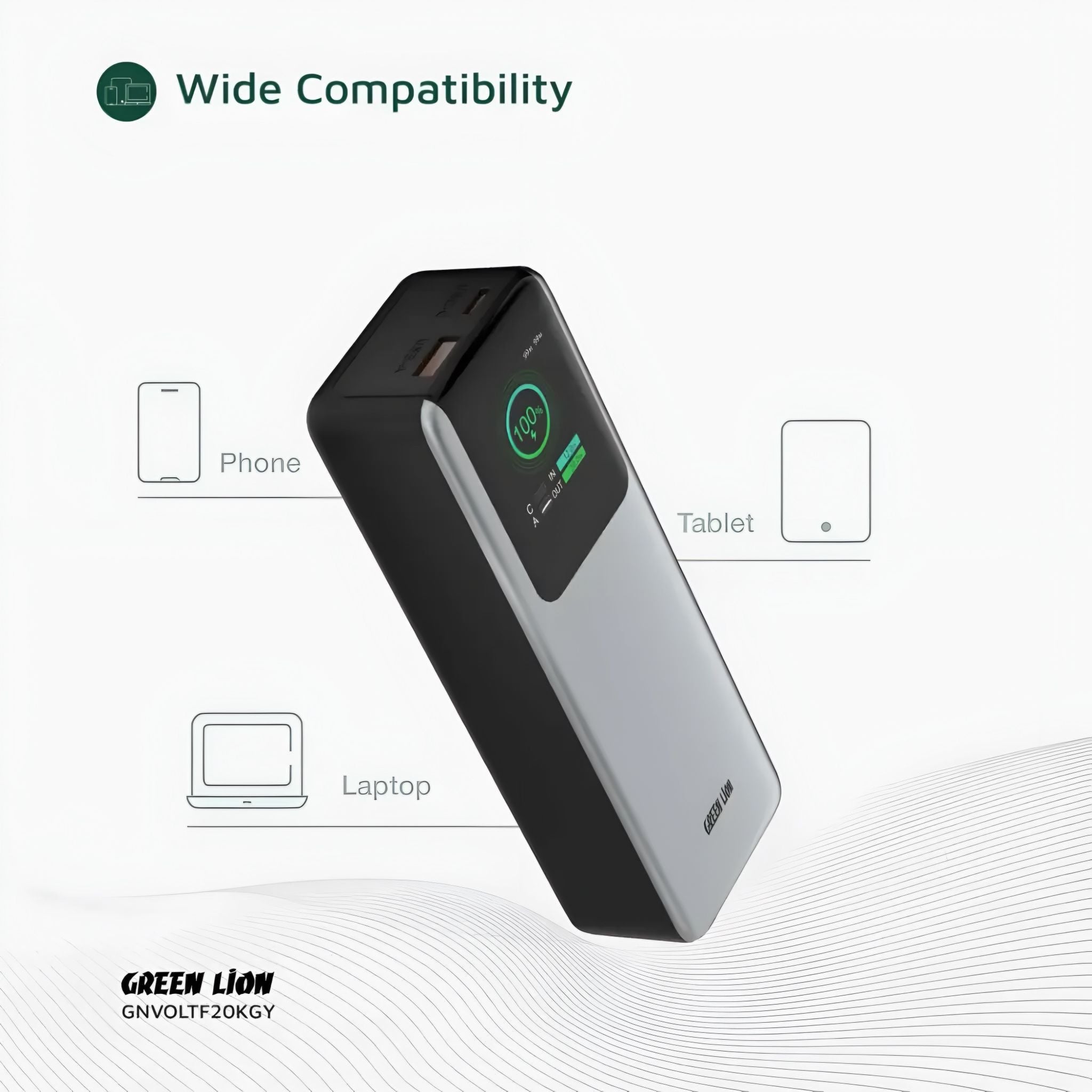 Green Lion Voltura 20000mAh Power Bank – 2-Year Warranty