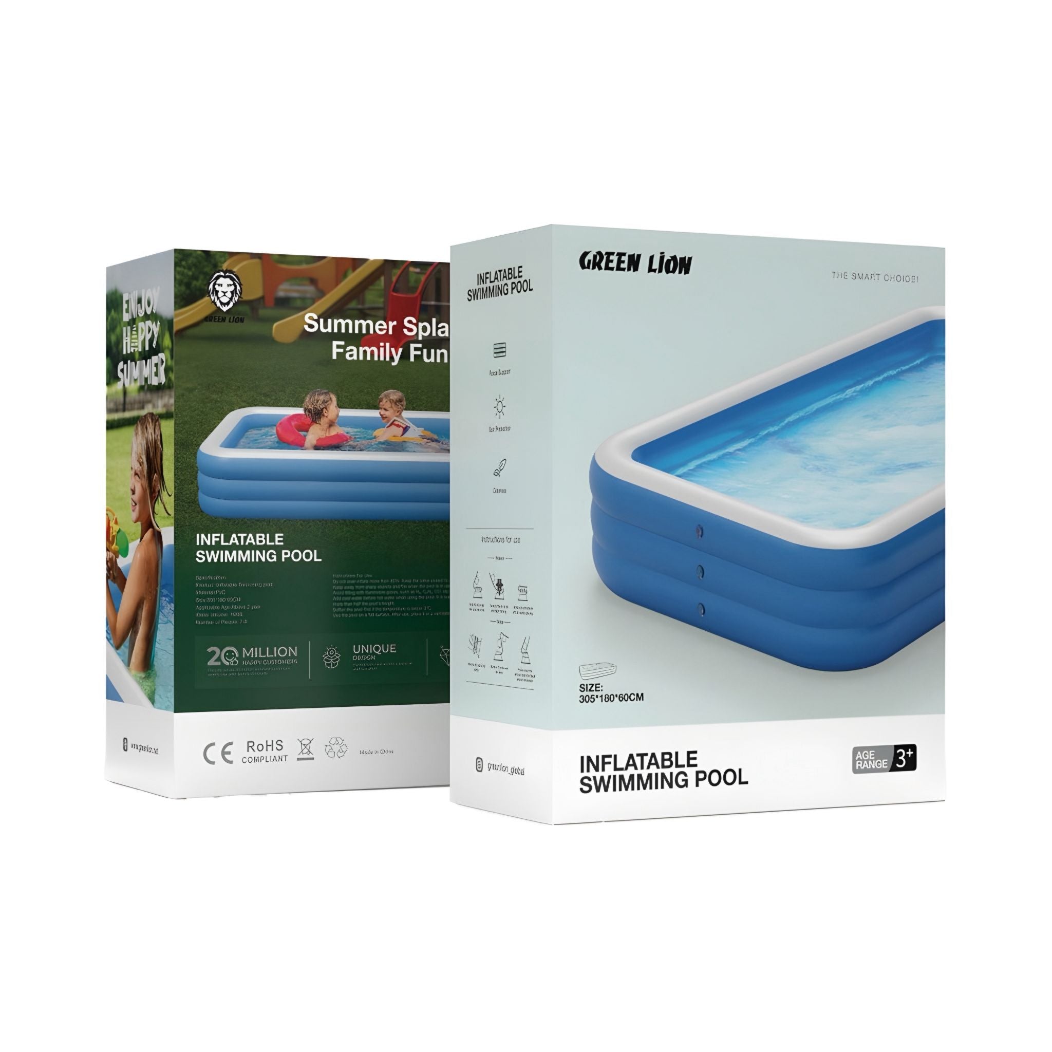 Green Lion Big Inflatable Swimming Pool for 7 to 9 People – 2 Years Warranty