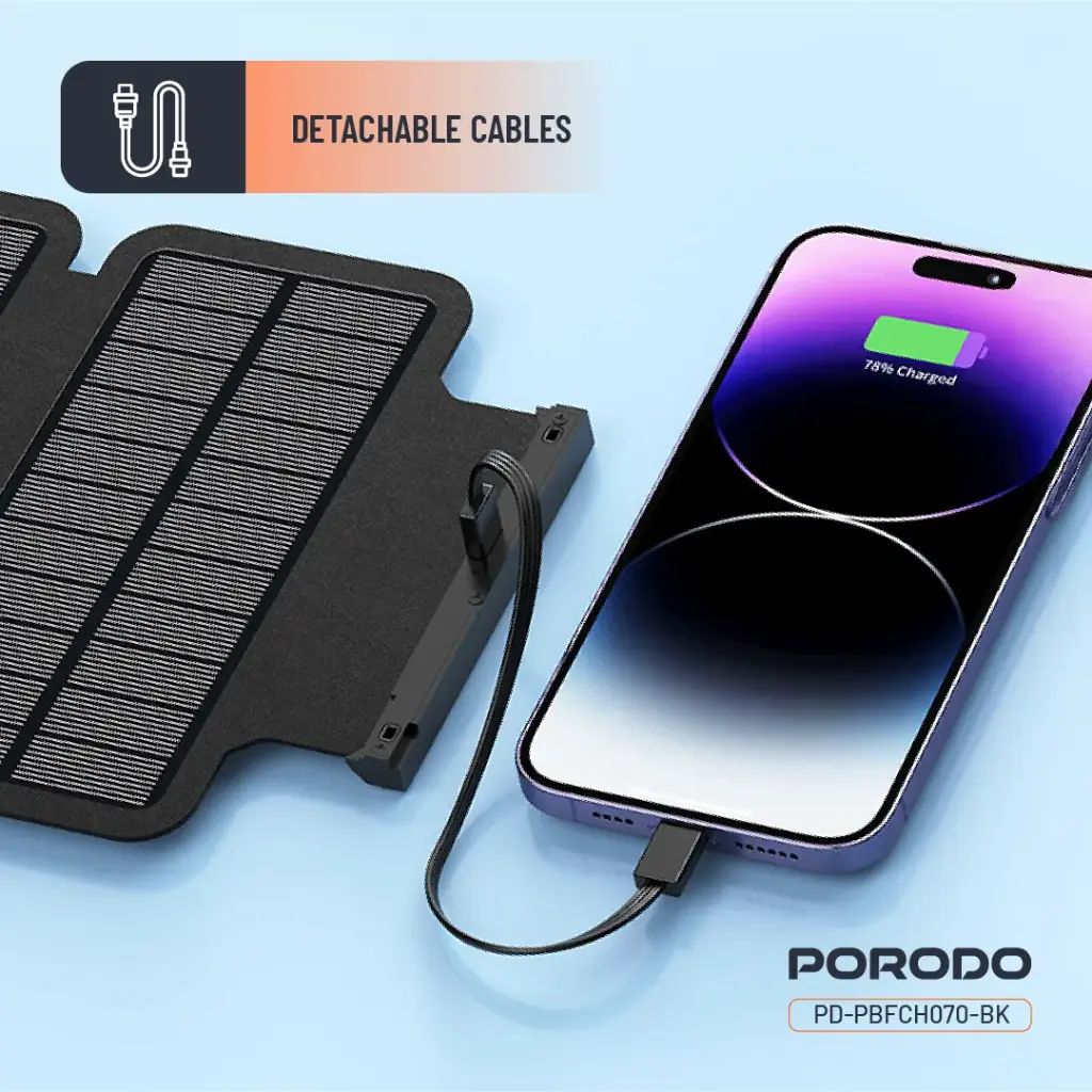 Porodo Solar Power Bank 20000mAh with Four Panels