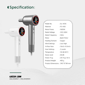 Green Lion LuxAir Hair Dryer – 2 Years Warranty