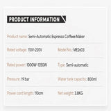 آلة تحضير قهوة إسبريسو شبه أوتوماتيكية مع طحن مدمج - JawdaTop