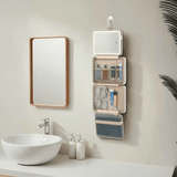 حقيبة مكياج السفر من بوروودو مع مرآة إل إي دي قابلة للفصل وخطاف تعليق - JawdaTop