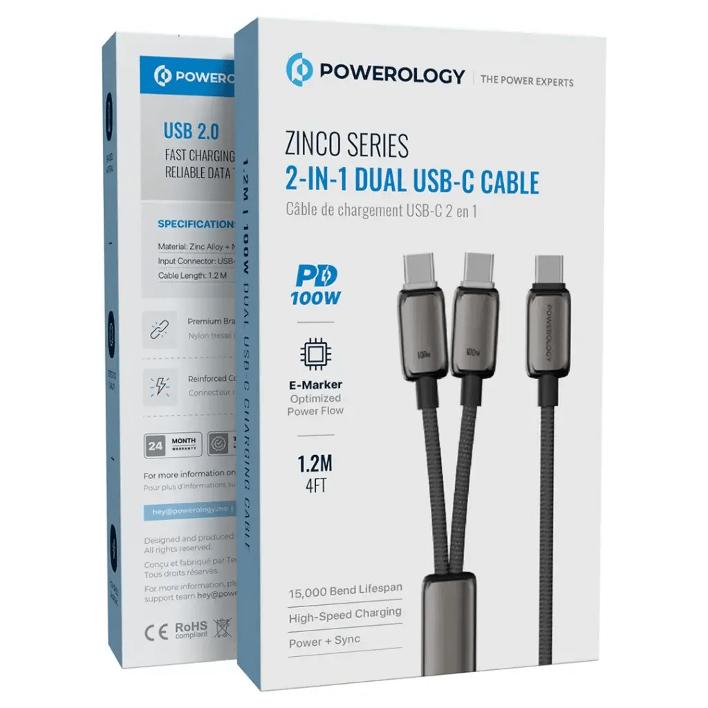 كابل باورولوجي زينكو سيريز ثنائي التوصيل USB - C - JawdaTop