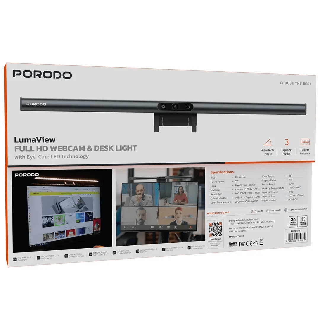 كاميرا بورودو لوما فيو عالية الوضوح مع إضاءة مكتبية مريحة للعين - JawdaTop