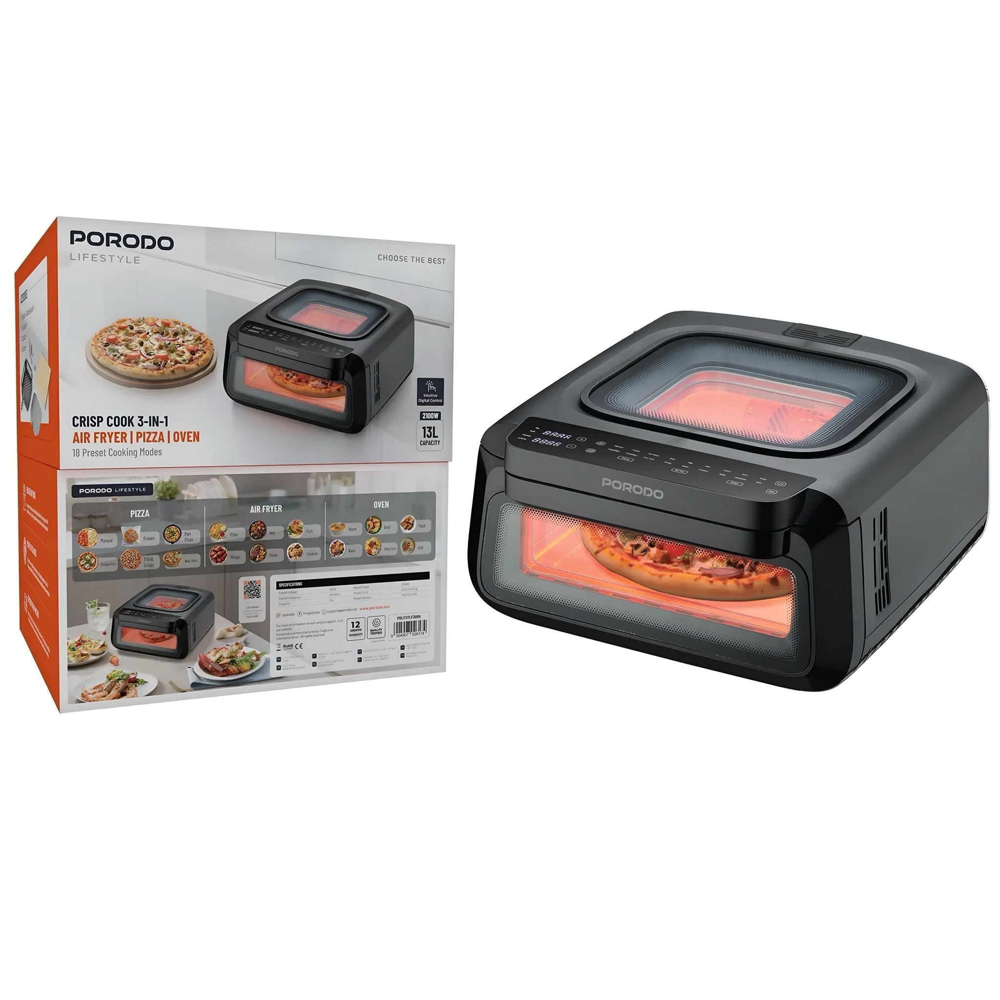 قلاية الهواء والفرن بورودو كريسب كوك ٣ في ١ - JawdaTop