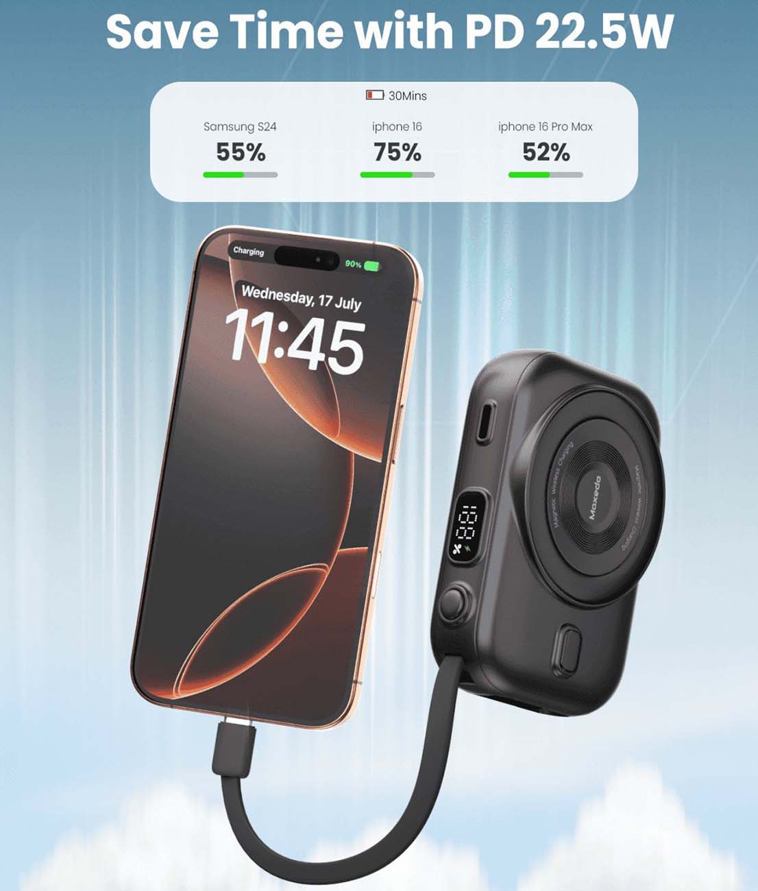 محطة باور بانك موكسيدو 5 × 10000 مللي أمبير مع قاعدة شحن - JawdaTop