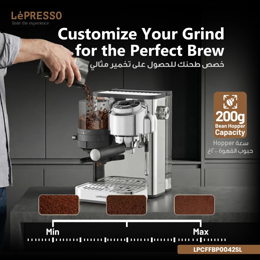 مكينة قهوة ليبريسو بمضخة إيطالية 20 بار مع مطحنة حبوب وعصا تبخير الحليب - JawdaTop