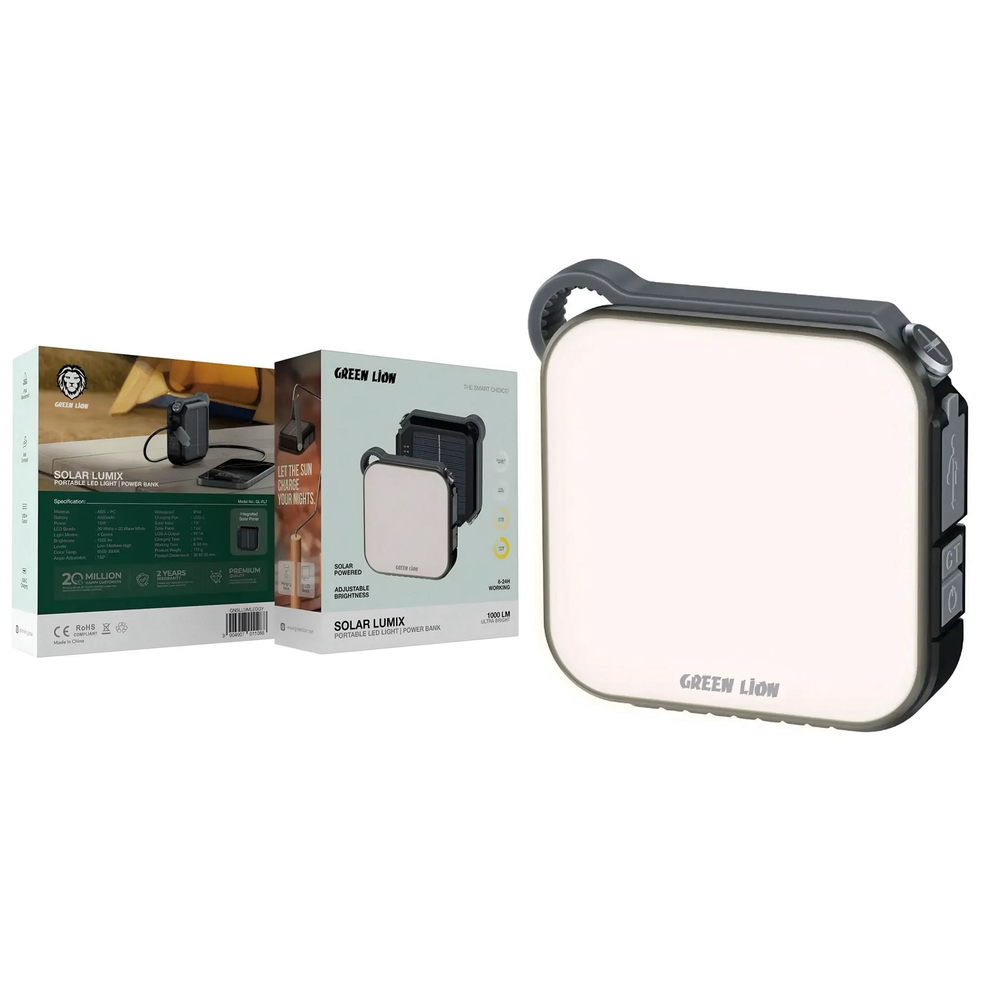 مصباح محمول بالطاقة الشمسية مع بوربانك جرين ليون لومكس ضمان سنتين - JawdaTop